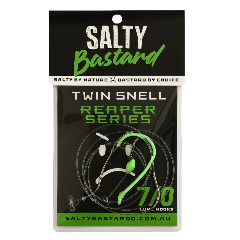 Salty Bastard Twin Snell Reaper Series 7/0 Lumo Hooks – Pre-Rigged Fishing Rig - South East Clearance Centre