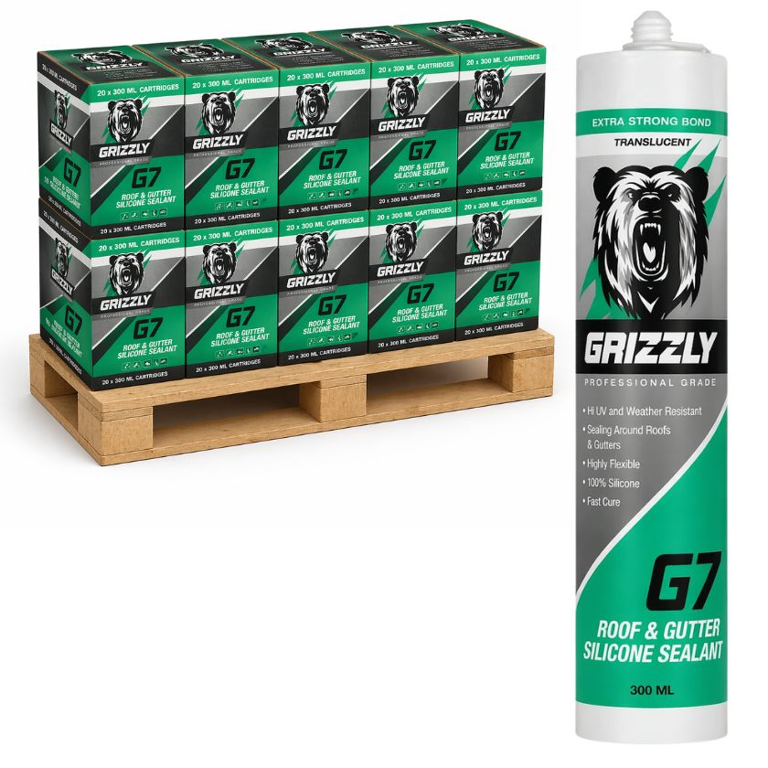 GRIZZLY G7RGS-T | Roof & Gutter Neutral Silicone | TRANSLUCENT (200 Pack) - South East Clearance Centre