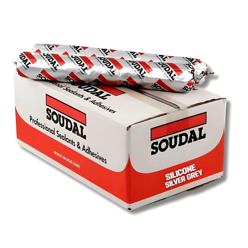 Soudal Silirub WS+ Neutral Cure Silicone Sealant Silver Grey 600ml