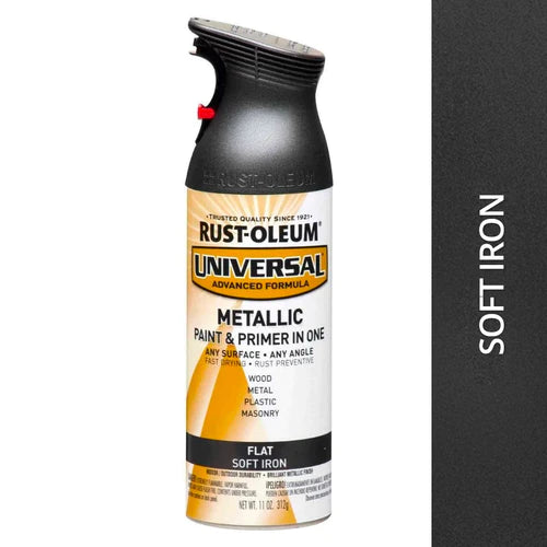 Rust Oleum Universal Flat Melallic Spray Paint | 302105 FLAT SOFT IRON - South East Clearance Centre