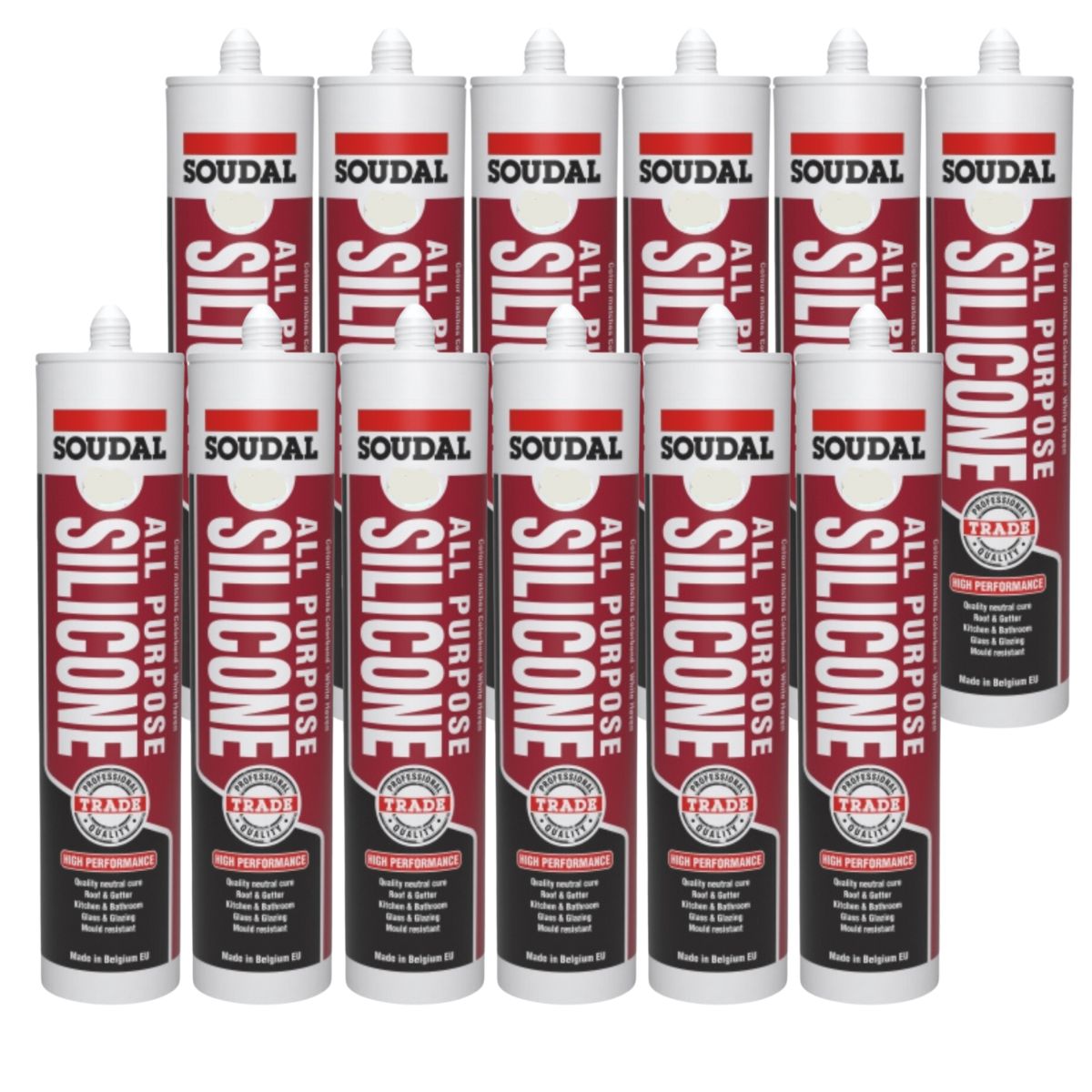 Soudal 121660 Trade All Purpose Silicone Kitchen Roof Glass Colorbond Aluminium Citi 300ml (12 Pack) - South East Clearance Centre