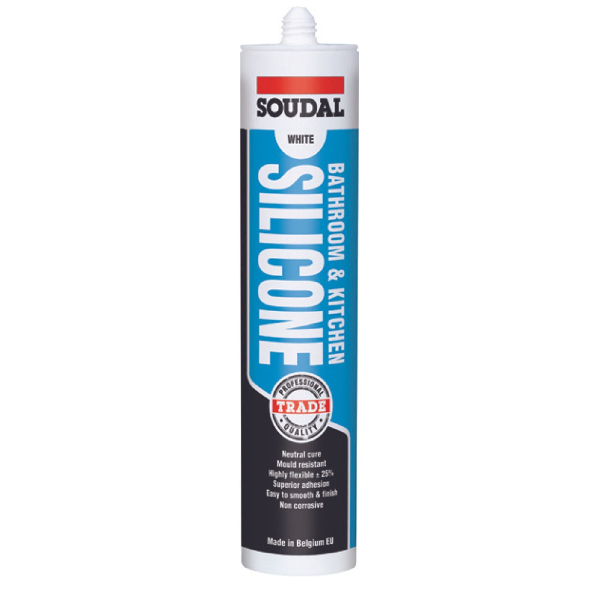 Soudal 127783 Trade Quality Professional Bathroom & Kitchen Silicone White 300ml - South East Clearance Centre
