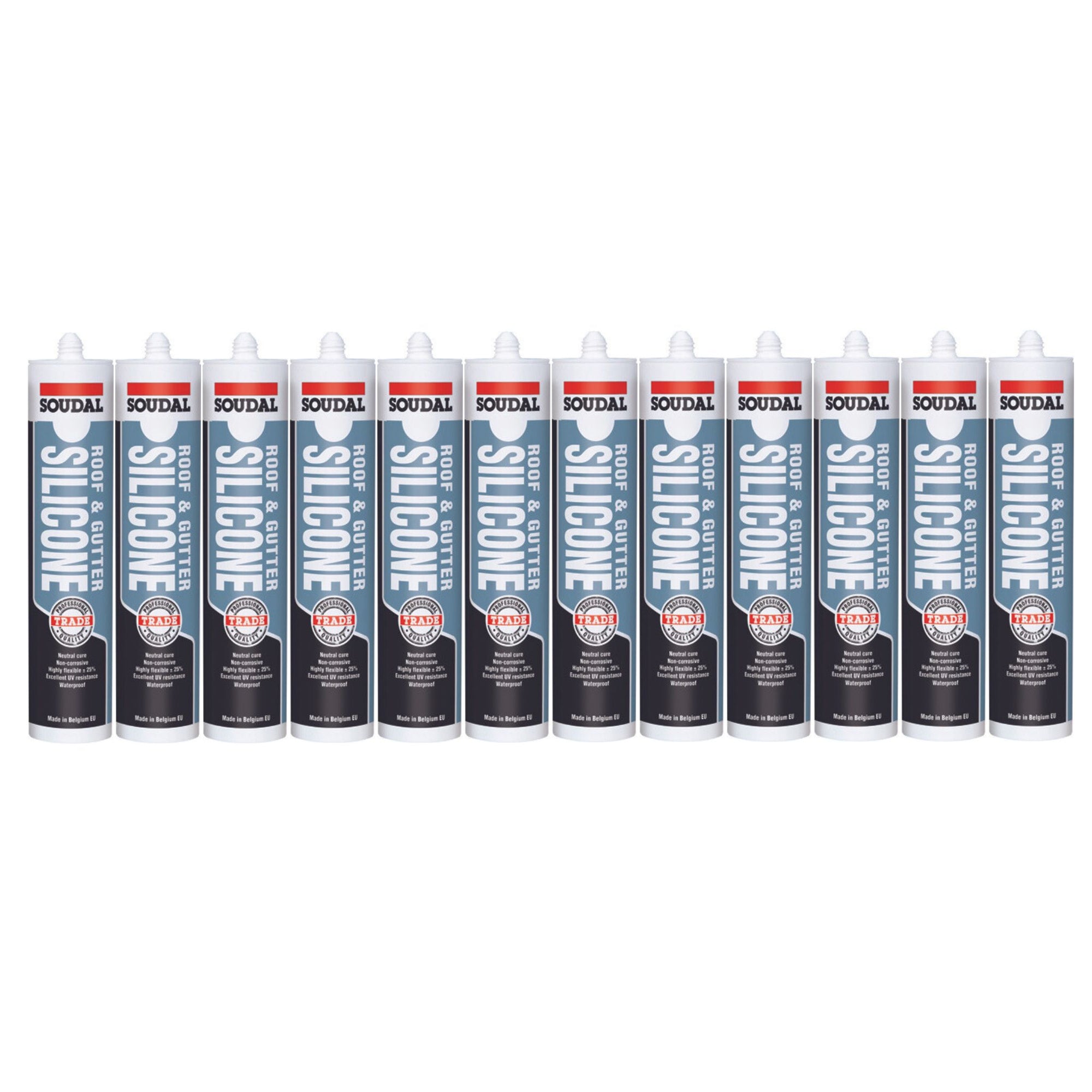 Soudal 127778 Roof & Gutter Neutral Cure Silicone, Grey (12 Pack)