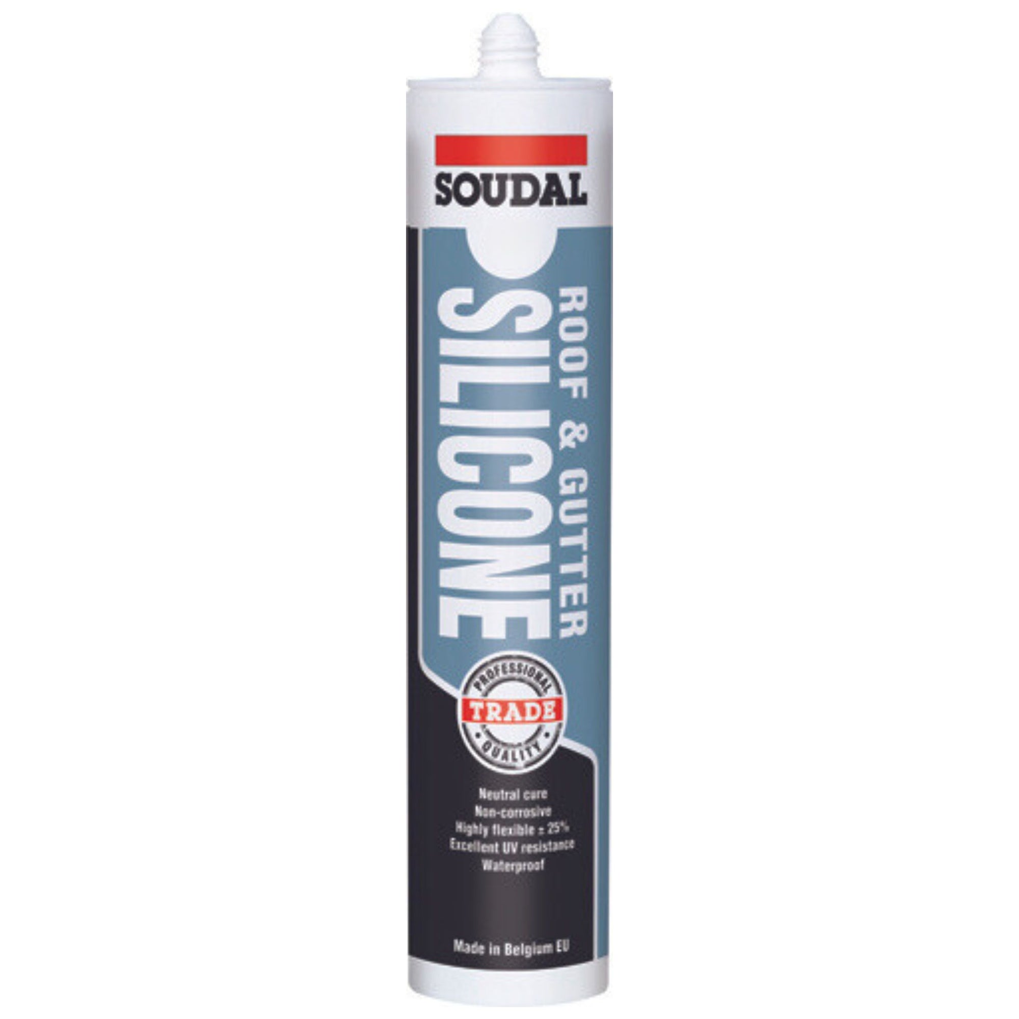 Soudal 127778 Roof & Gutter Neutral Cure Silicone, Grey
