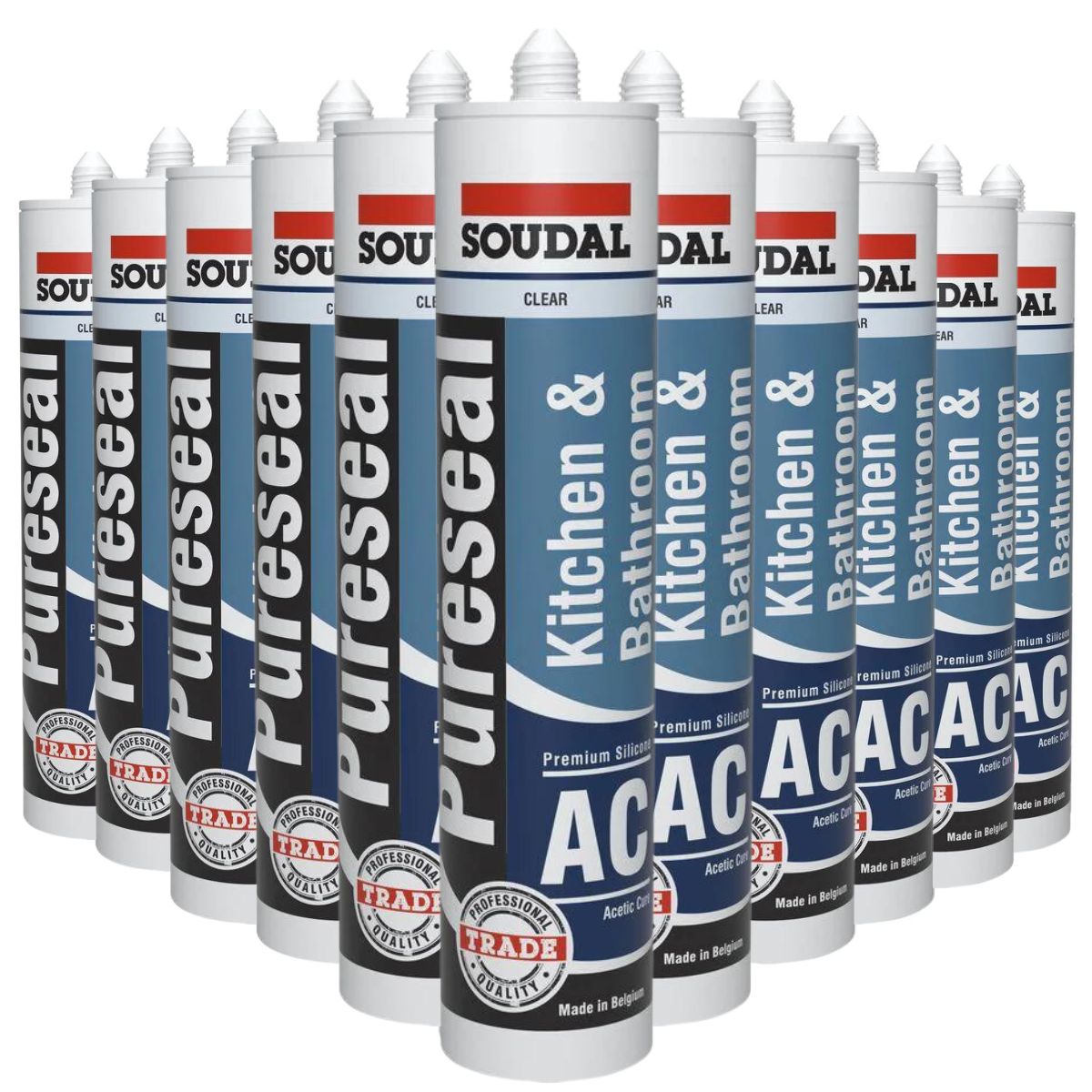 Soudal Pureseal Acetic Cure Kitchen & Bathroom Silicone Clear - South East Clearance Centre