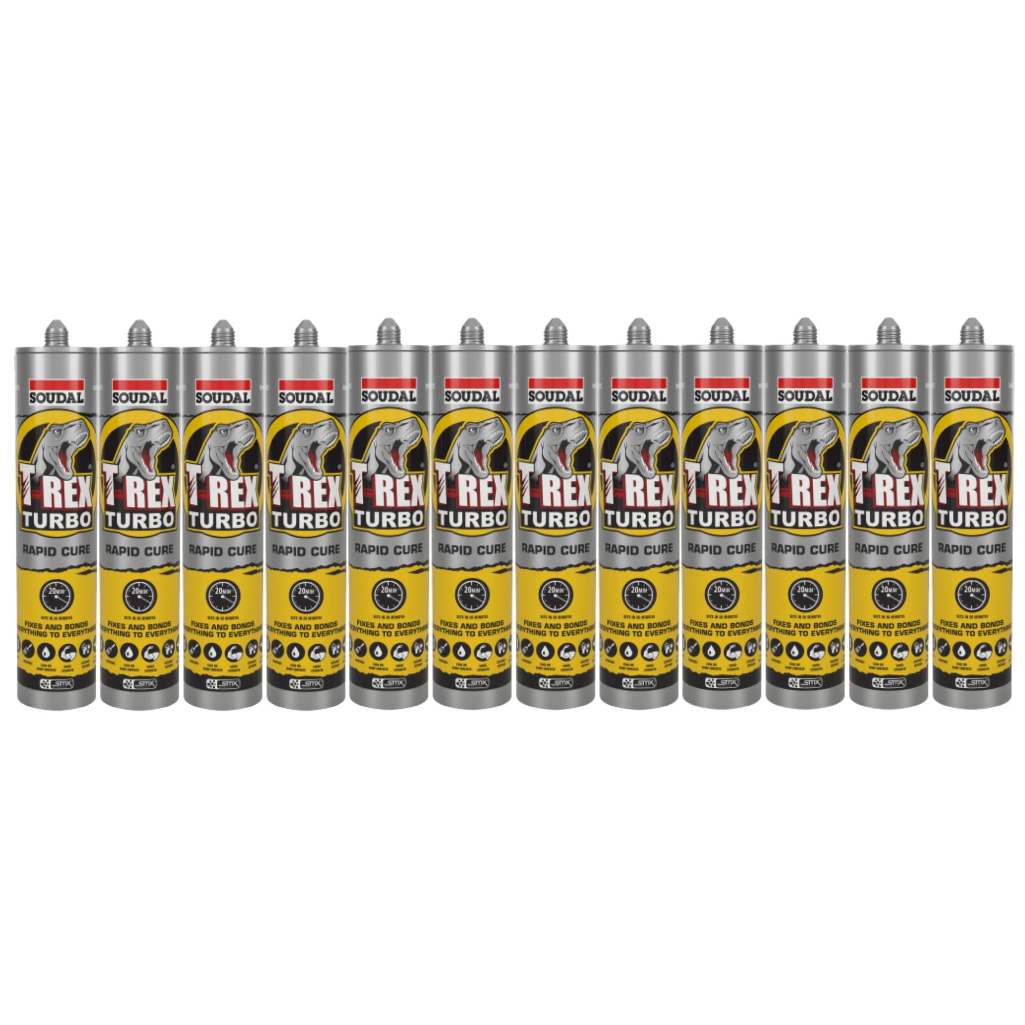 Soudal T-Rex Power Turbo 290ml SMX® Polymer Sealant Adhesive White 128371 (12 Pack) - South East Clearance Centre