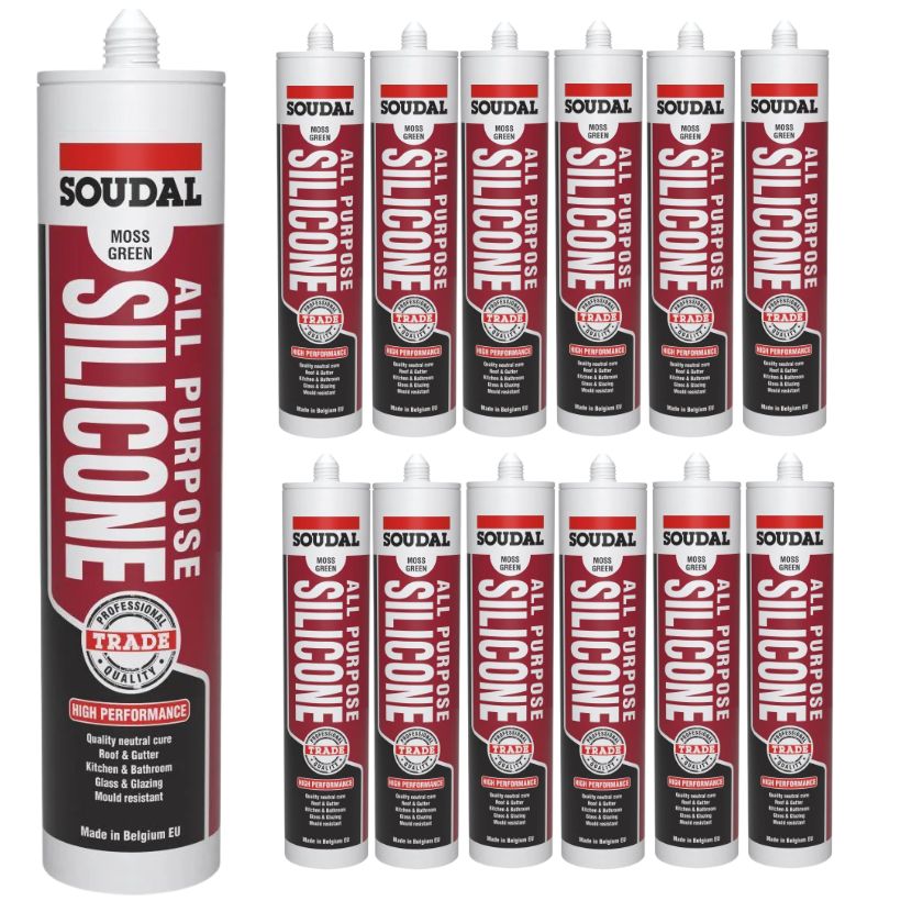 Soudal All Purpose Silicone Sealant Moss Green 300ml (144558) - Box of 12