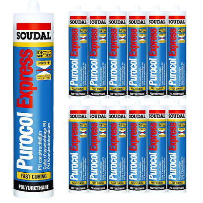 Soudal Purocol Express PU Construction Adhesive Clear Translucent 310ml 112524