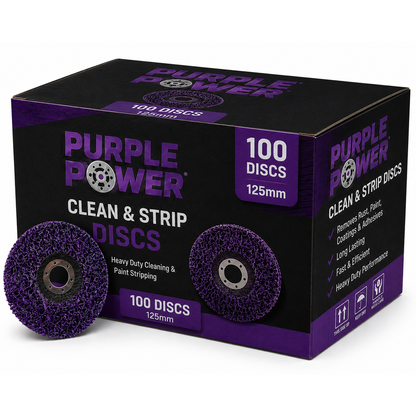 125mm Purple Poly Clean Strip Disc (Pack of 100) - Fast Paint, Rust & Epoxy Removal for Automotive, Marine & DIY
