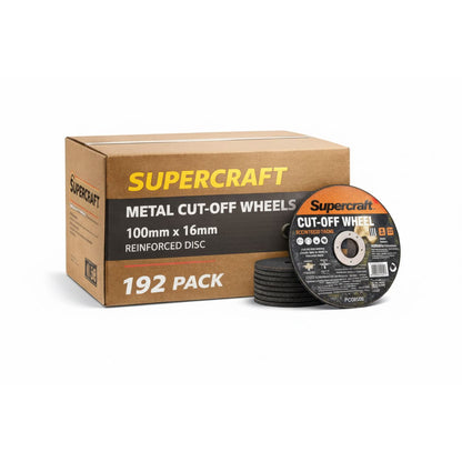 (192 Pack) Supercraft Metal Cut Off Wheel Disc 100mm x 16mm - South East Clearance Centre