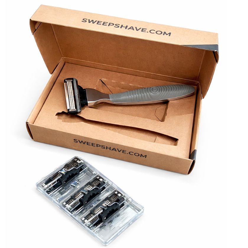 Mens Sweep Shave Razor Kit – Razor Handle +4 Replacement Blade Cartridges - South East Clearance Centre