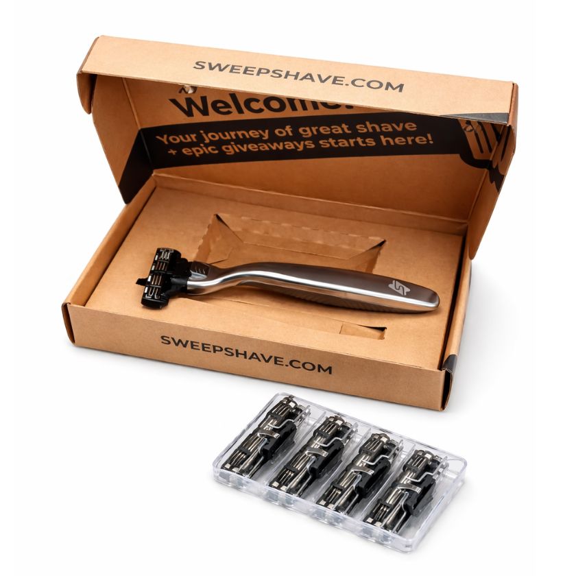 Sweep Shave Razor Starter Kit – Razor Handle + Replacement Blade Cartridges - South East Clearance Centre