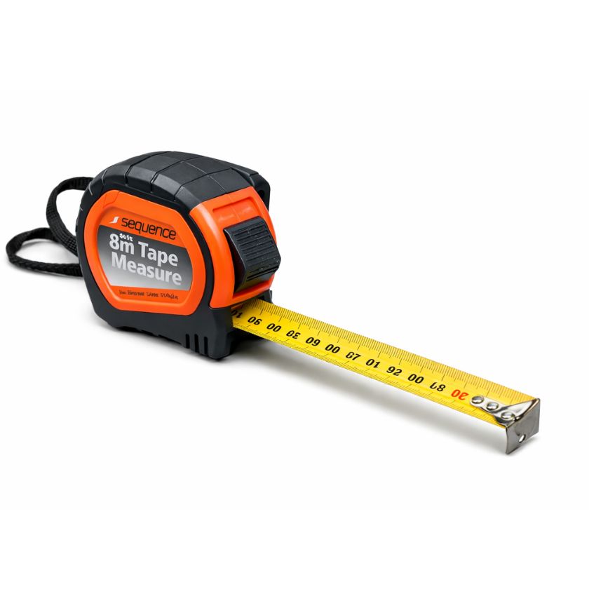 Sequence 8m Tape Measure (26ft) – Heavy Duty Rubber Grip - South East Clearance Centre