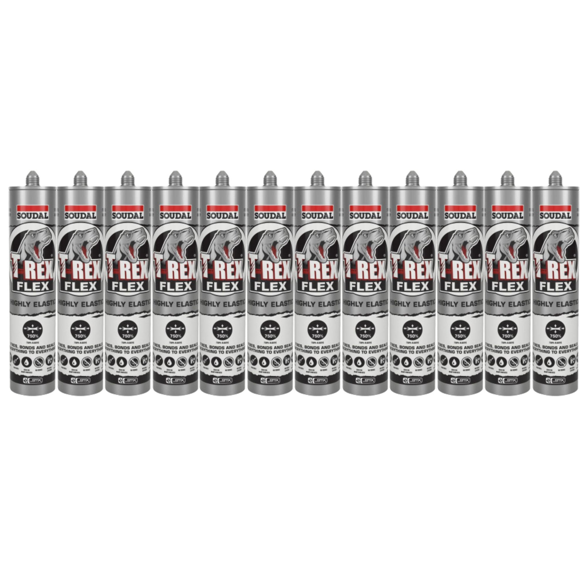 SOUDAL T-REX POWER FLEXI 290ML, STEEL GREY 137415 (12 Pack) - South East Clearance Centre