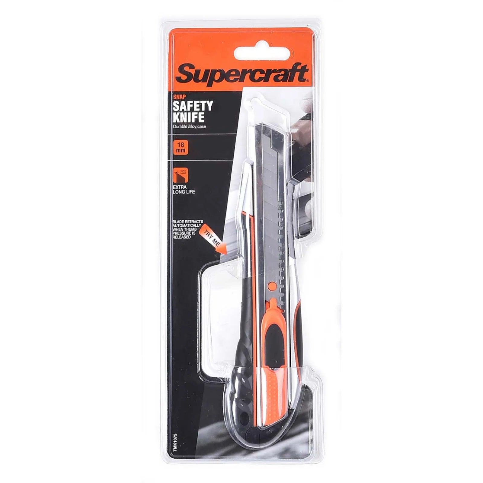 (6 Pack) Supercraft TMK1075 18mm Utility Snap Safety Knife (with auto retractable blade) - South East Clearance Centre