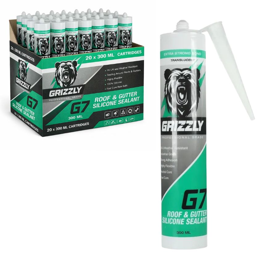 GRIZZLY G7RGS-T | Roof & Gutter Neutral Silicone | Clear (Box of 20) - South East Clearance Centre