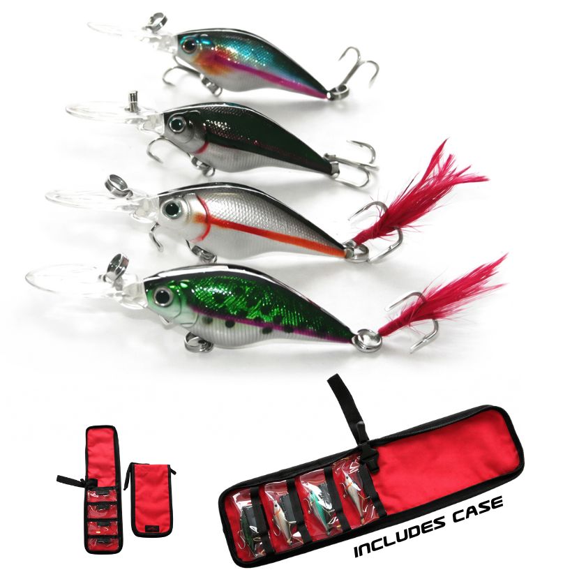 Kamikaze Snoopy C Hard Body Lures – 4 Piece Set with Lure Bag - South East Clearance Centre