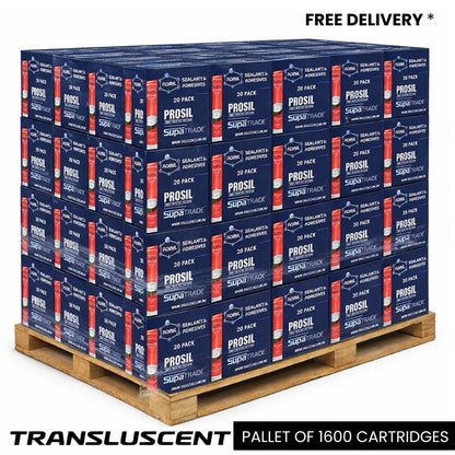 (Pallet of 1600 Cartridges) Admil SupaTrade Sanitary Kitchen Bathroom and Laundry Silicone - Transculent Clear 300mL - South East Clearance Centre