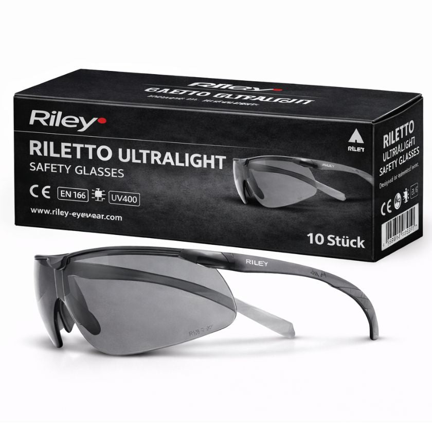 RILETTO ULTRA-LITE BLACK SAFETY GLASSES (10 Pack) - South East Clearance Centre