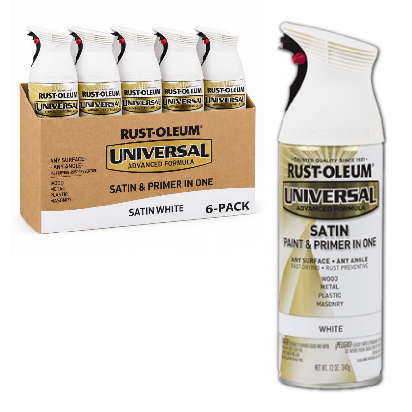 (6 Cans) Rust-Oleum UNIVERSAL PREMIUM Spray Paint | 245210 SATIN WHITE - South East Clearance Centre