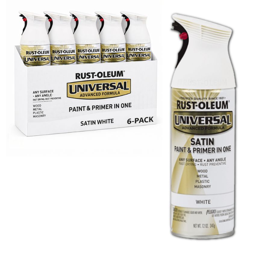 (6 Cans) Rust-Oleum UNIVERSAL PREMIUM Spray Paint | 245210 SATIN WHITE - South East Clearance Centre