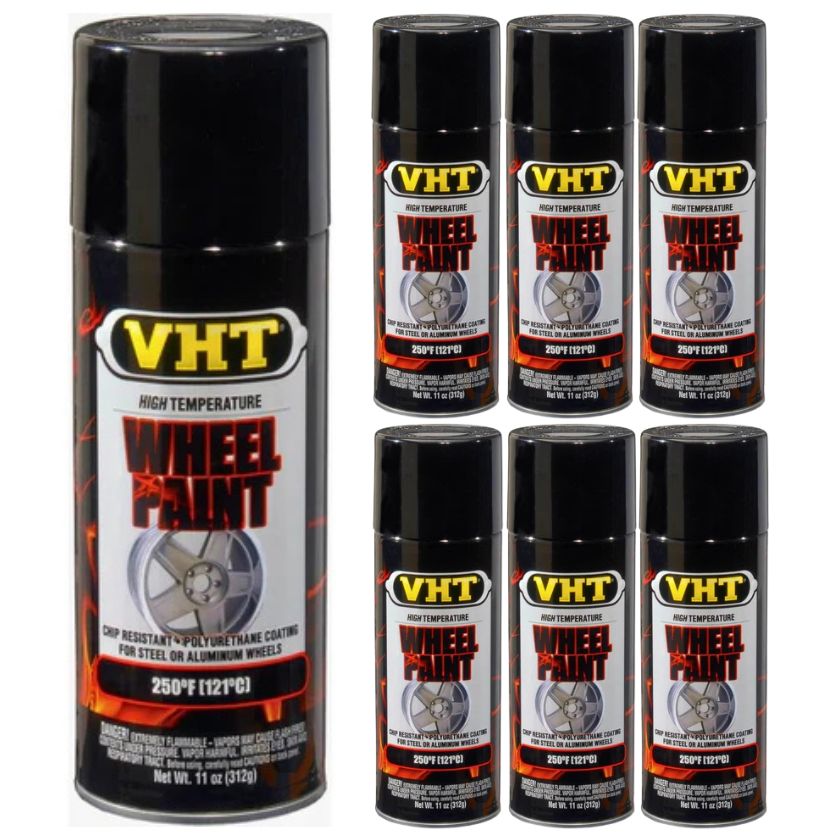 VHT High Temperature Wheel Paint Gloss Black 312g - (6 Cans) - South East Clearance Centre