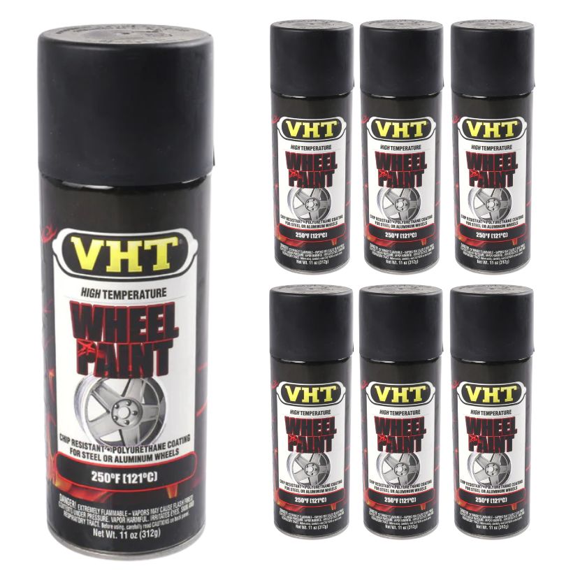 VHT Mag Wheel High Heat Paint Aerosol Spray Satin Black SP183 (6 Cans) - South East Clearance Centre