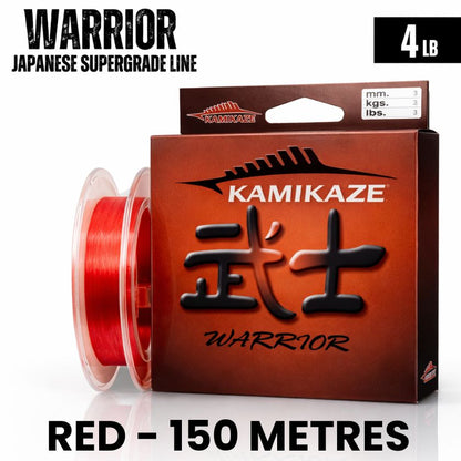 Kamikaze WARRIOR Japanese Super Grade Fishing Monofilament Line Red - 150m - South East Clearance Centre