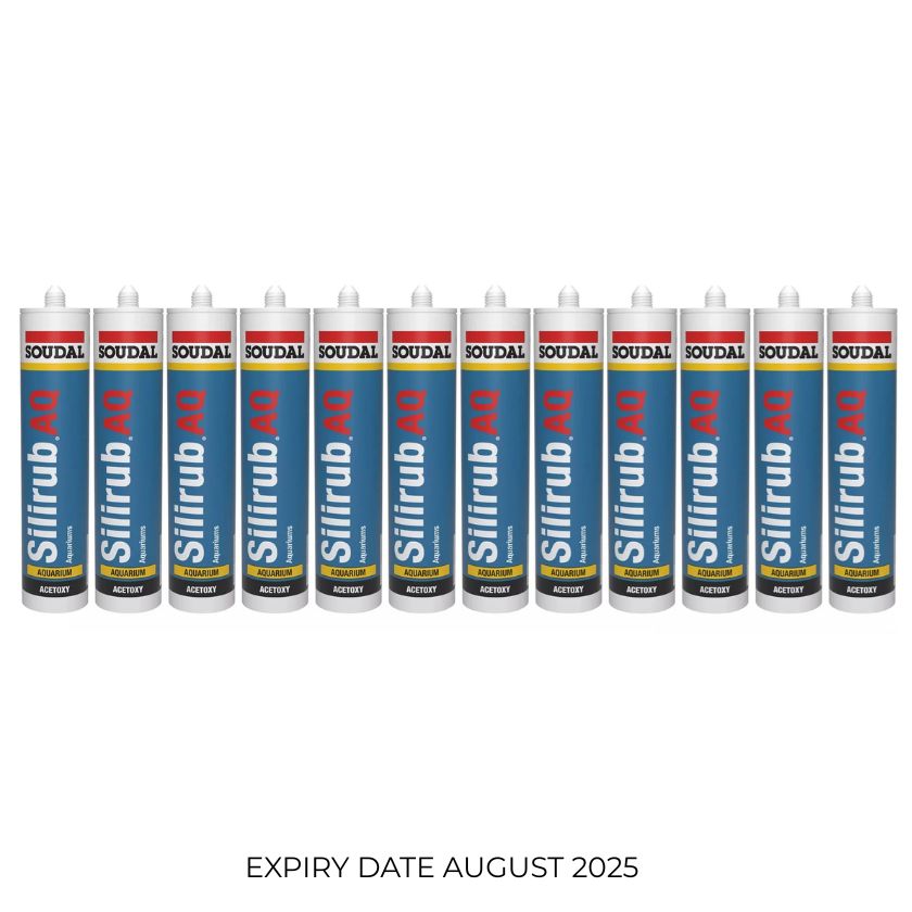 (12 Pack) Soudal 102543 Silirub AQ Aquarium High Modulus Acetic Silicone 310ml Translucent Box of 15 407046 - South East Clearance Centre