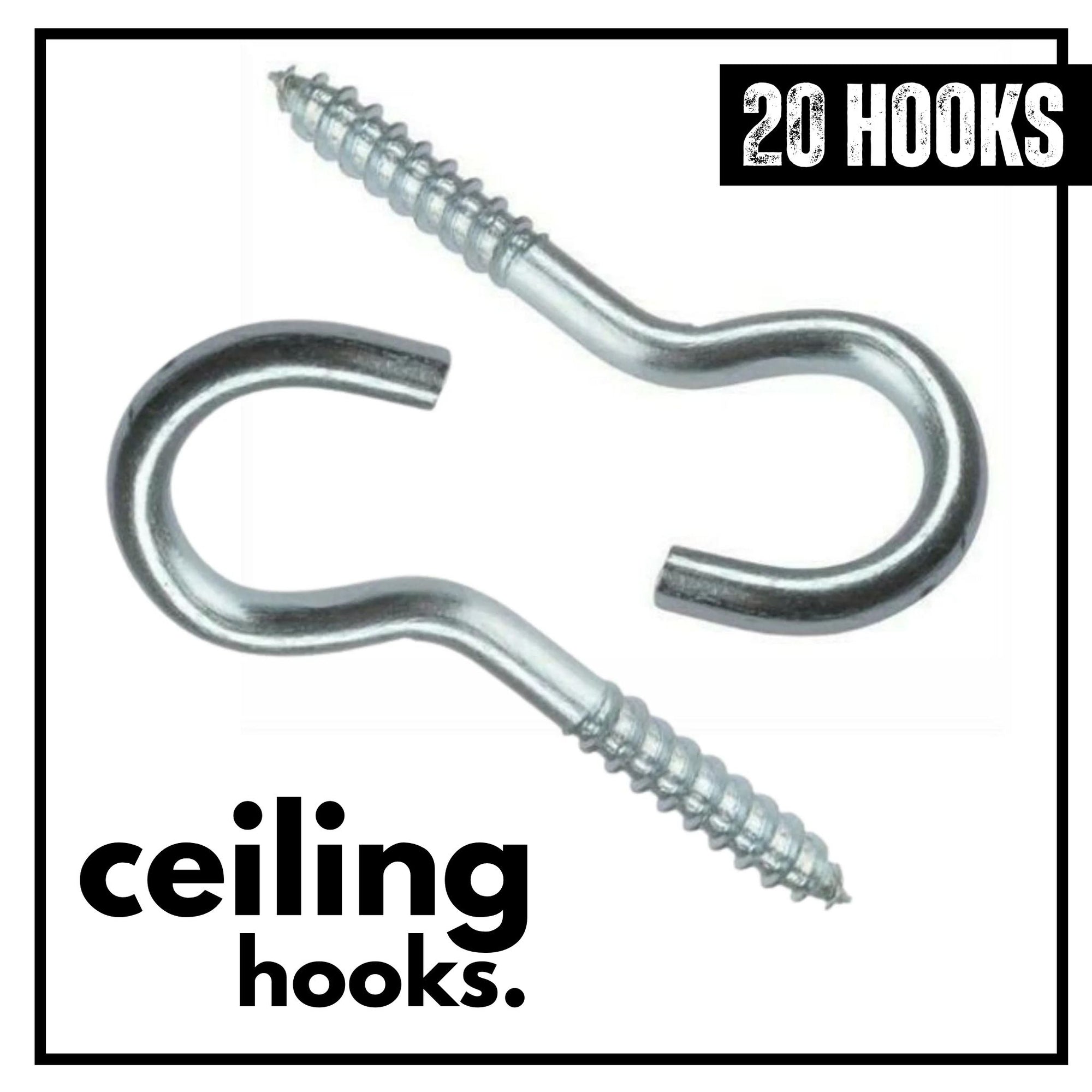 Ceiling Hooks Zinc Plated - 100mm | Pack of 20 hooks - South East Clearance Centre