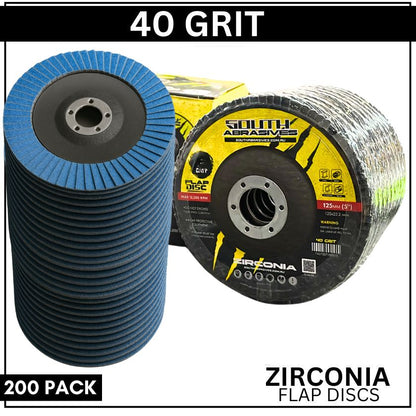 200 Pack Zirconia Flap Discs - 125mm 5"
