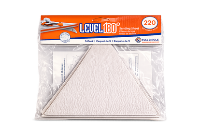 LEVEL180 180° Triangle Sanding Sheets 220 Grit – 5 Pack