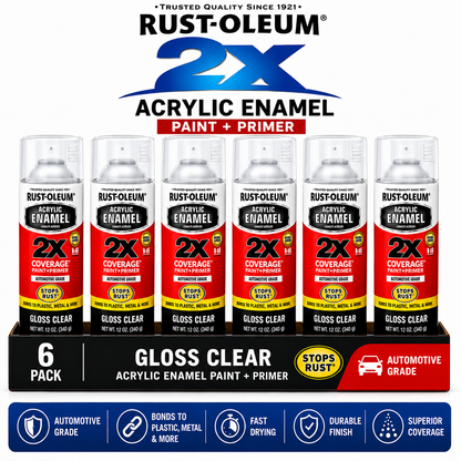 Rust-Oleum 2X Automotive Acrylic Enamel Paint + Primer – 340g (6 Pack)