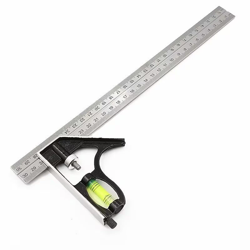 300mm Combination Square Level Protractor 90° Stainless Steel Adjustable Right Angle Ruler – Woodworking Tool - South East Clearance Centre
