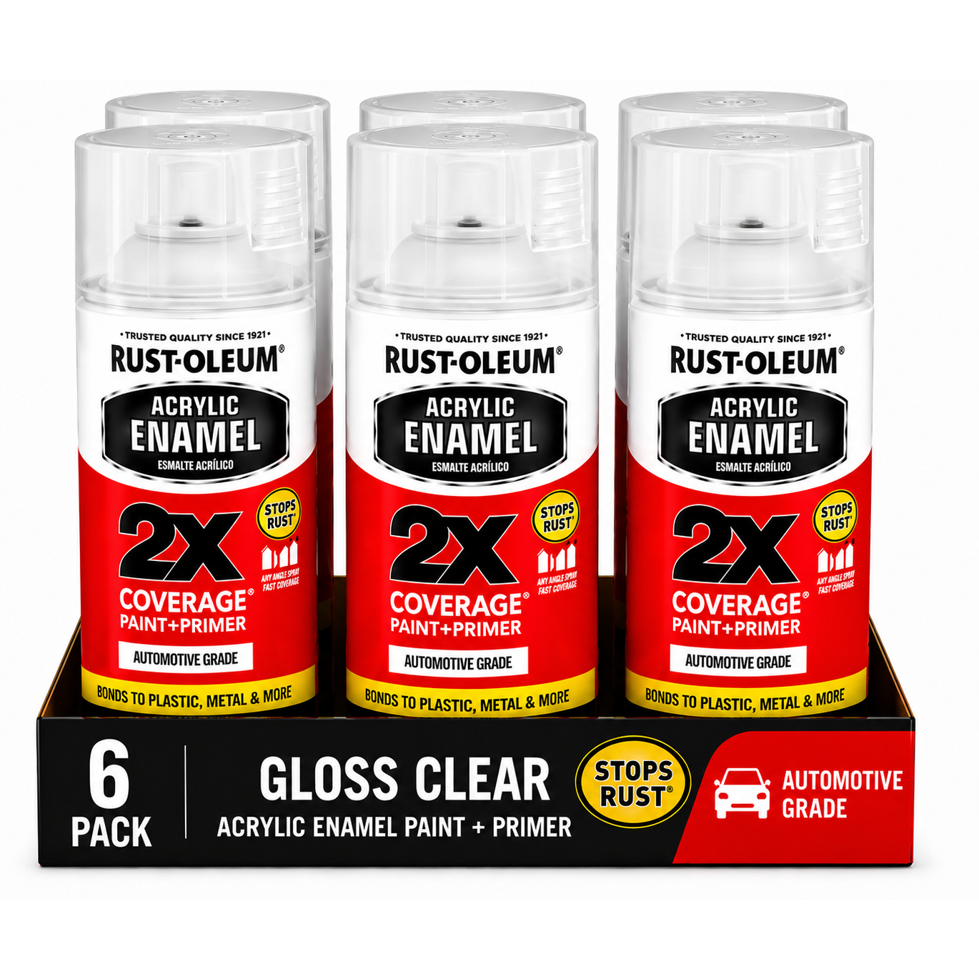 Rust-Oleum 2X Automotive Acrylic Enamel Paint + Primer – 340g (6 Pack)