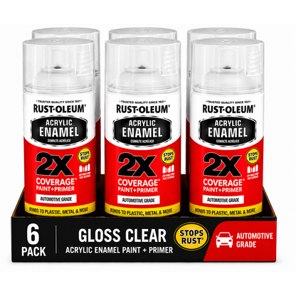 Rust-Oleum 2X Automotive Acrylic Enamel Paint + Primer – 340g (6 Pack)