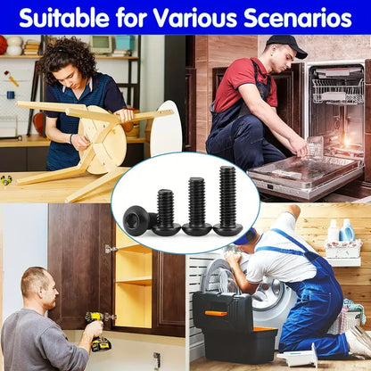 1625 Piece 10.9 Grade Alloy Steel Hex Button Head Socket Cap Screws Nut Washer Assortment Kit - South East Clearance Centre