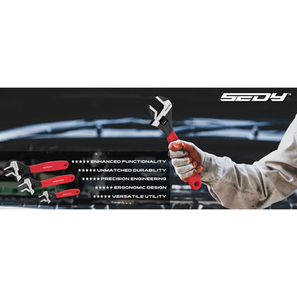 Adjustable Wrench Set Pipe Spanner: 6" 8" 10" Wide Jaw Black Oxide Wrench With Cushion Grip, Laser Marked Metric & SAE Scales, CR-V Steel for Professional