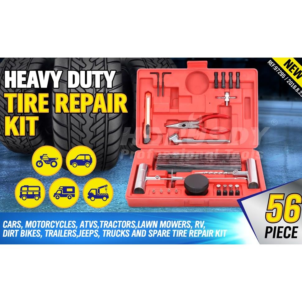 56-Piece Heavy Duty Tyre Puncture Repair Kit - South East Clearance Centre