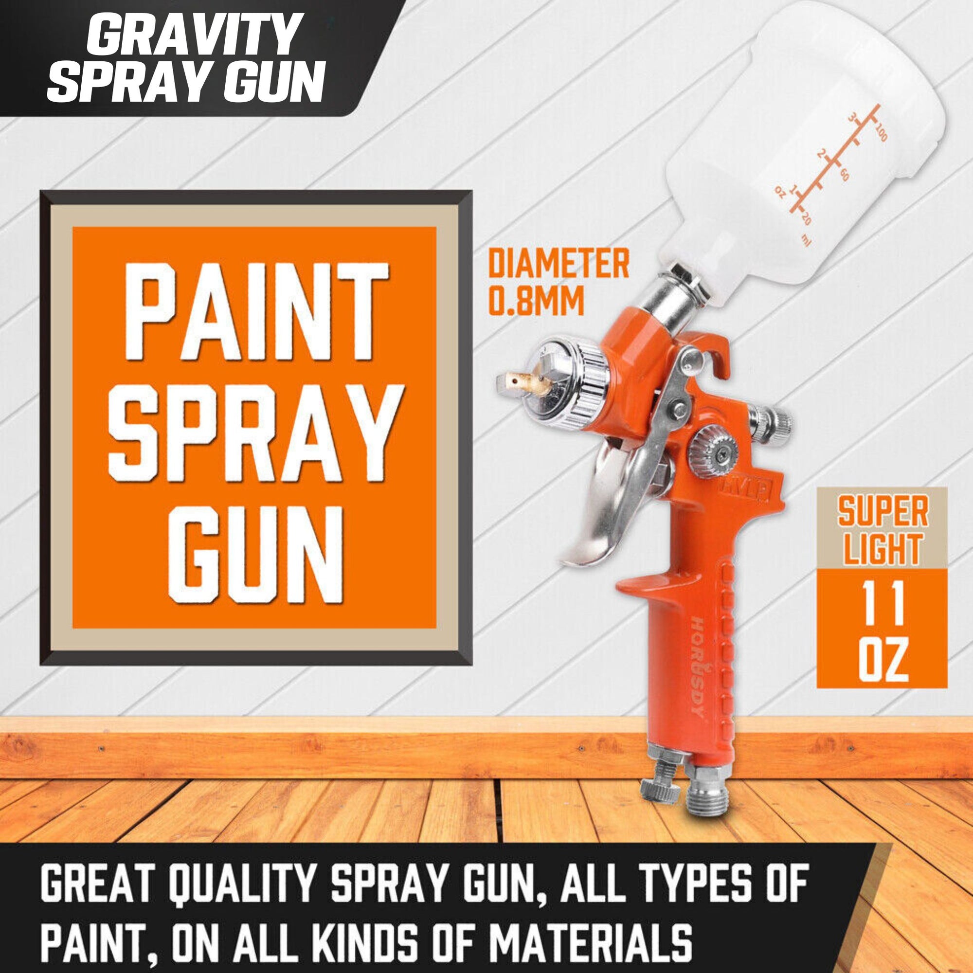 Gravity Mini HVLP Painting Spray Gun 125mL 0.8mm Air Nozzle - South East Clearance Centre