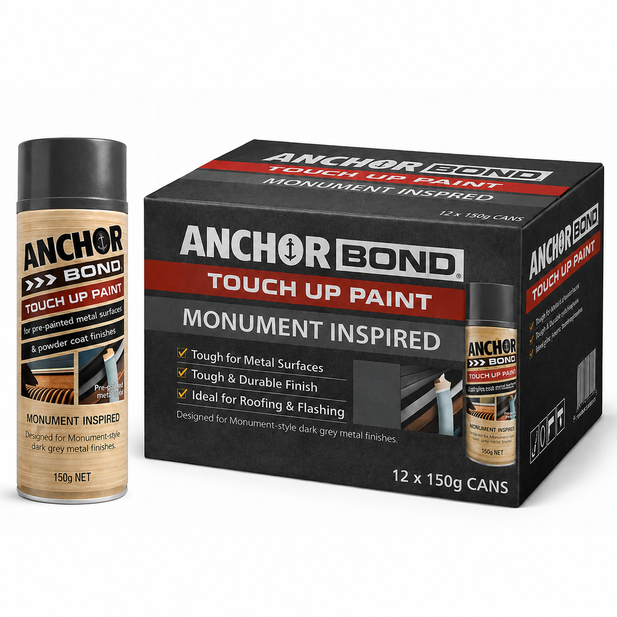 Anchor Bond Touch Up Paint – Monument Inspired – 150g (12 Cans) - South East Clearance Centre