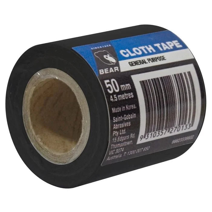 Norton Bear 50mm x 4.5m Black Cloth Tape - Black 4.5m - South East Clearance Centre