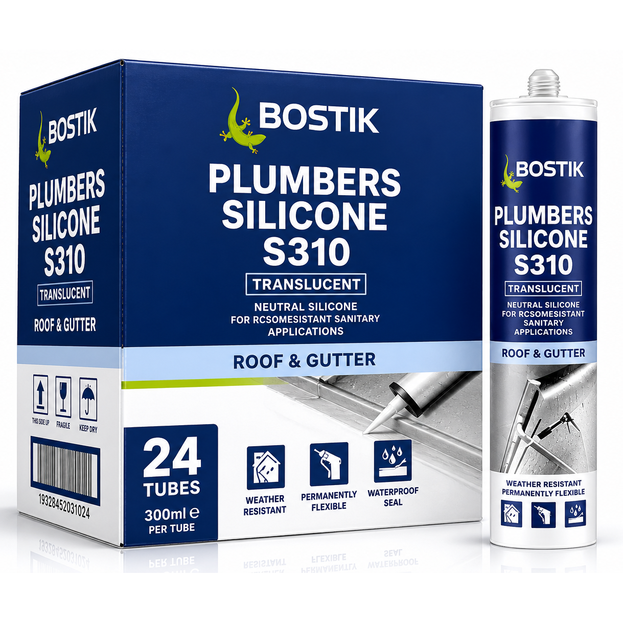 Bostik 30633804 Plumbers Roof & Gutter Silicone S310 Transluscent (24 Pack)