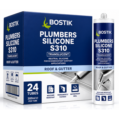 Bostik 30633804 Plumbers Roof & Gutter Silicone S310 Transluscent (24 Pack)
