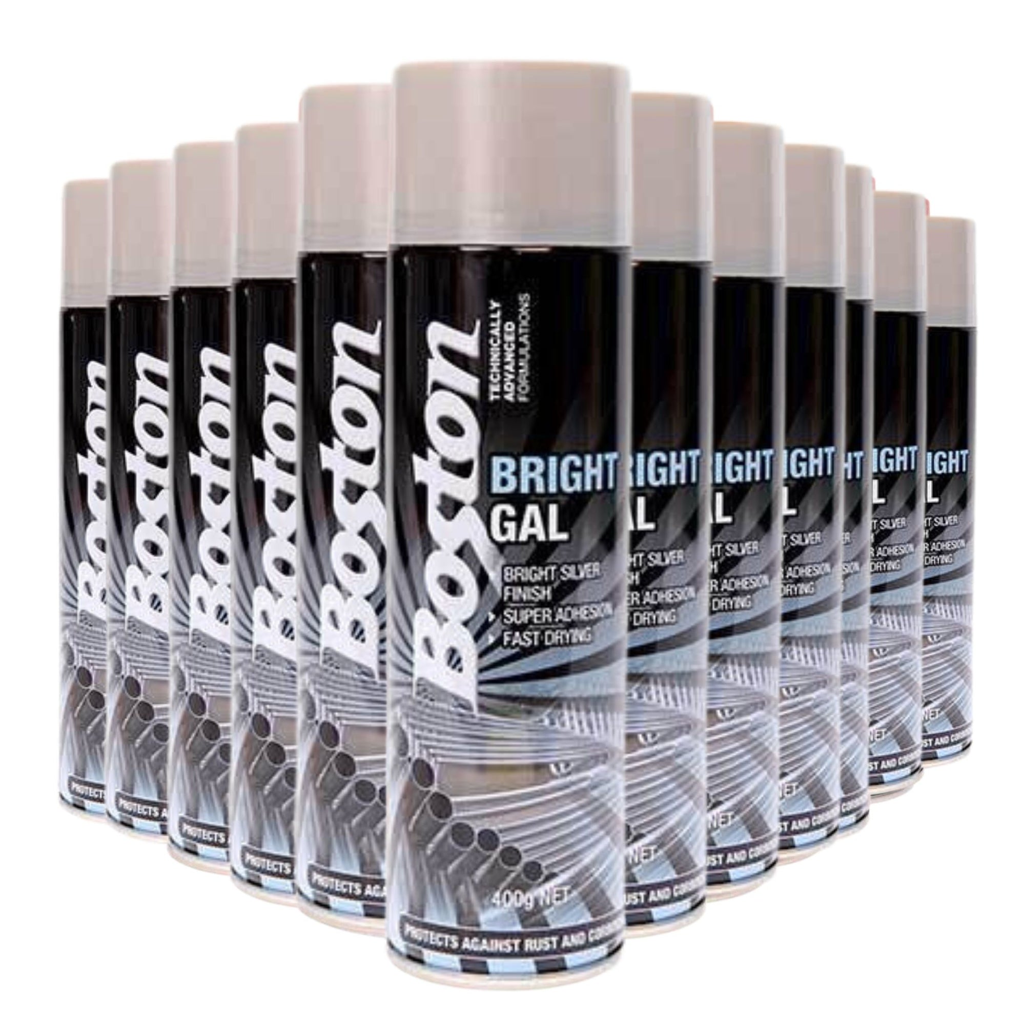 12 CANS | Boston Spray Paint Bright Gal 400g BT257 - South East Clearance Centre