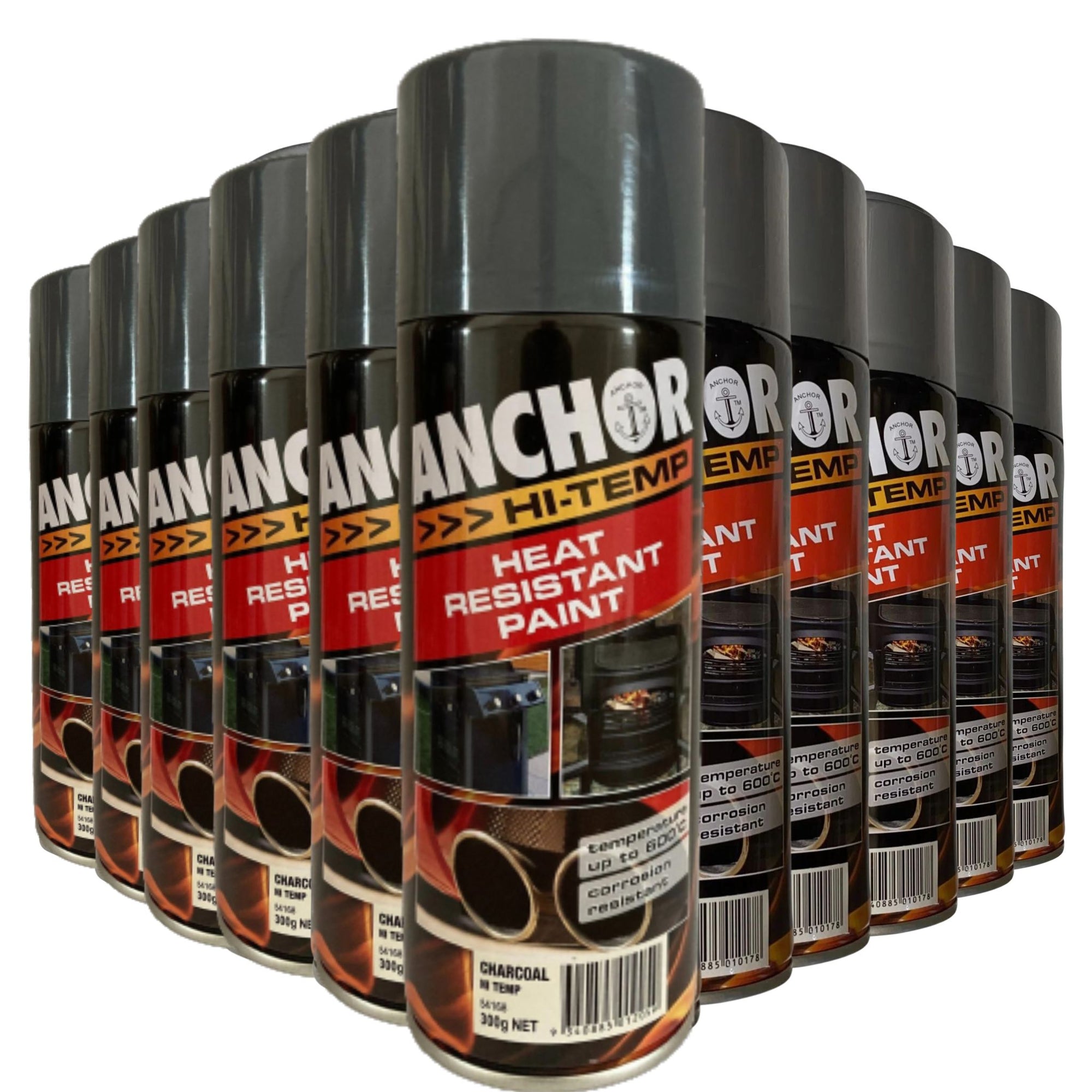 12 Cans | ANCHOR HI TEMP CHARCOAL 300GM | 54168 - South East Clearance Centre