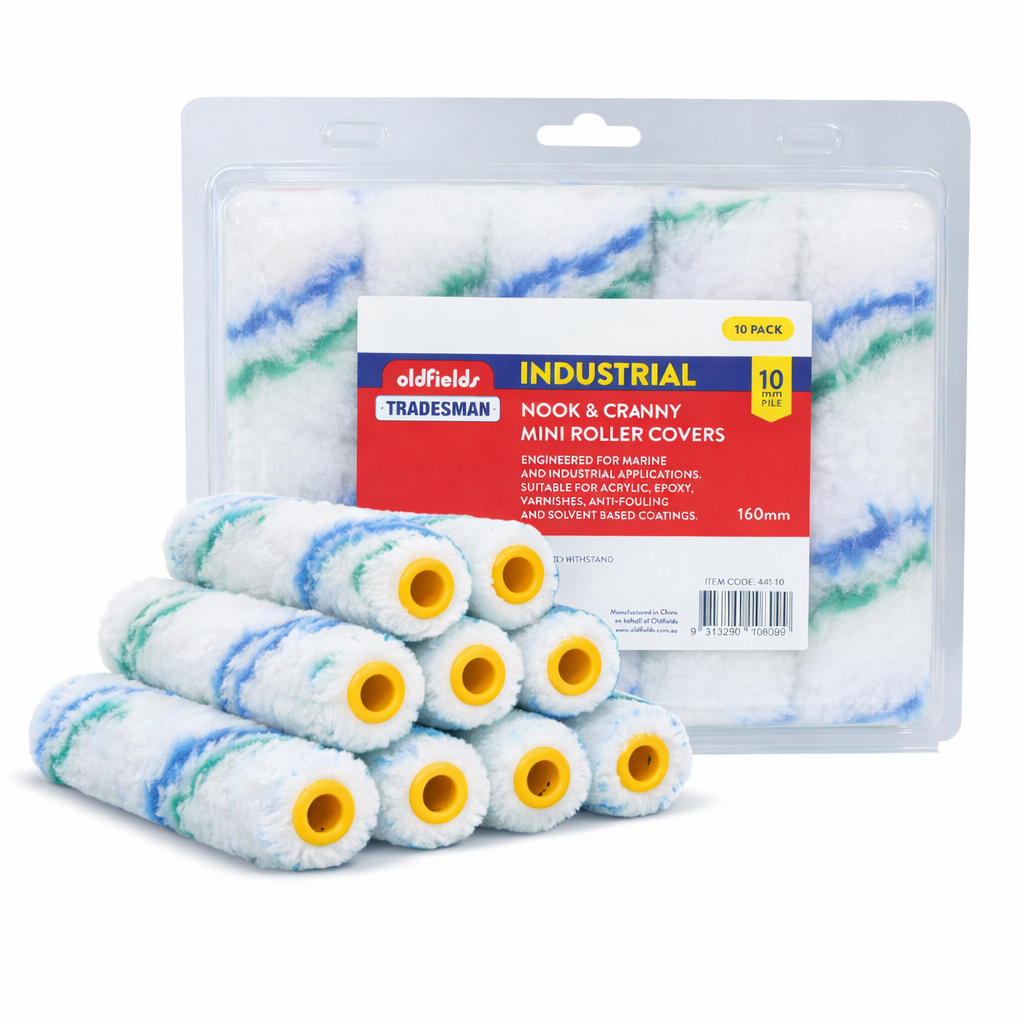 Oldfields Tradesman Industrial Nook & Cranny Mini Roller Covers – 160mm, 18mm Pile (10 Pack) - South East Clearance Centre