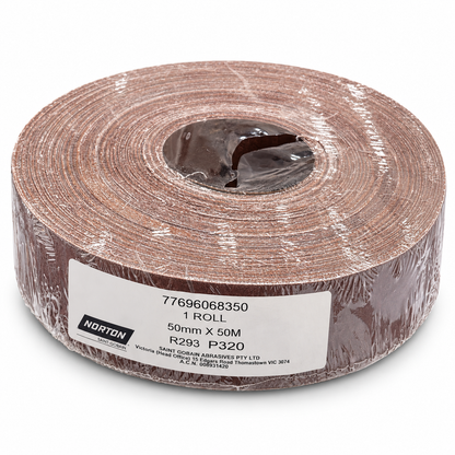 Norton R293 P320 Abrasive Sanding Roll – 50mm × 50m - South East Clearance Centre