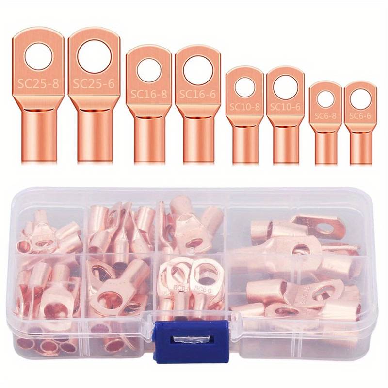 200pcs Open Barrel Wire Crimp Copper Terminal Connerctor Non-Insulated Ring  Lugs Cable Connectors M3/M4/M5/M6/M8/M10 With Tool - AliExpress