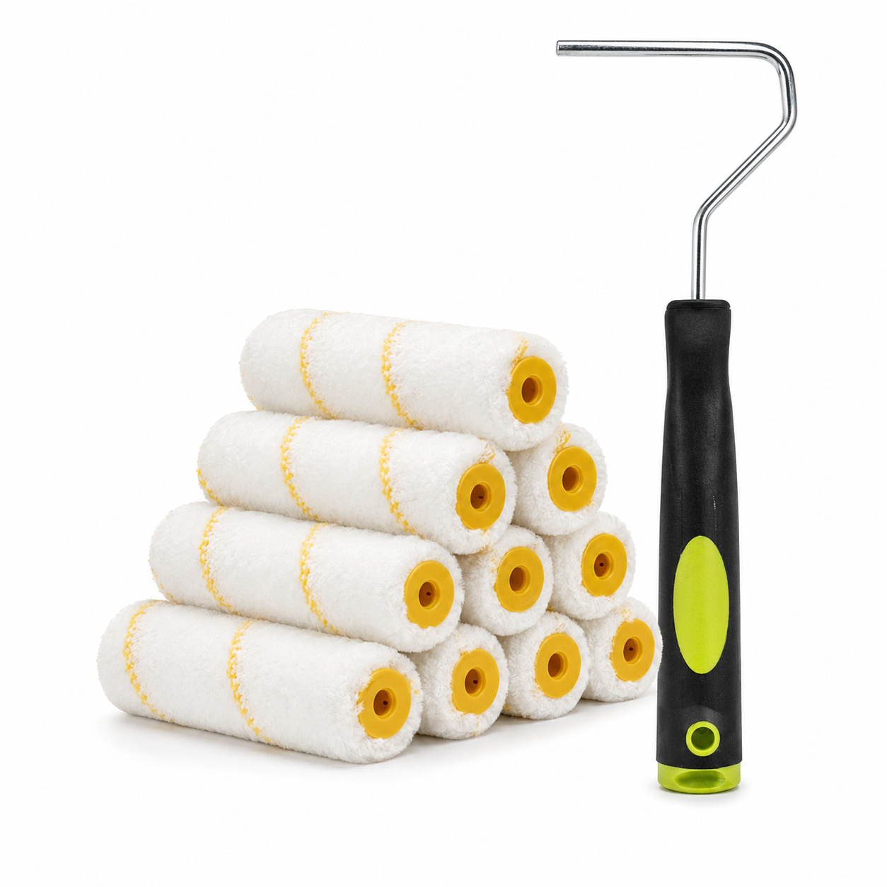 Express Paint Rollers - 100mm Paint Roller Set – 10 Pack with Frame